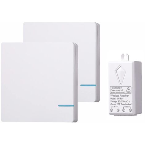Wireless light switch and receiver set – range up to 30 meters and waterproof according to IP54, ideal for LED lamps