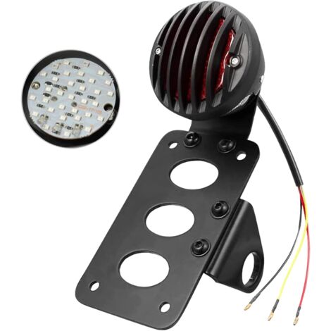 Black side-mounted taillight with brake and license plate bracket for Suzuki, Yamaha, Harley-Davidson, Bobber, C-Hopper