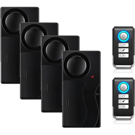 Wireless anti-theft alarm system – motion detector – 2 remote controls – burglar alarm – for bicycle, scooter, car – 110 dB – 4 sensors