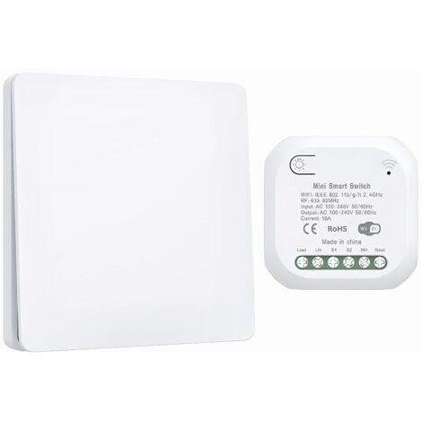 Wireless Wi-Fi switch, self-contained, no batteries or wiring required, easy installation, remote control, white light (1/5)