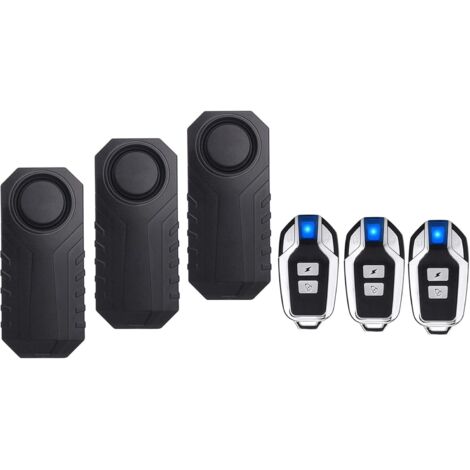 Set of 3 anti-theft alarms for motorcycles, scooters, trailers, doors, windows, cars, electric scooters, IP65 waterproof, 113 dB (1/5)