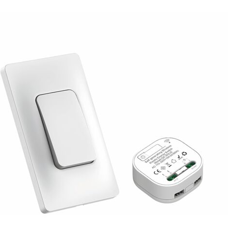 Wireless light switch set with independent remote control no wiring or batteries required. Wireless wall switches for living room lighting. (1/5)