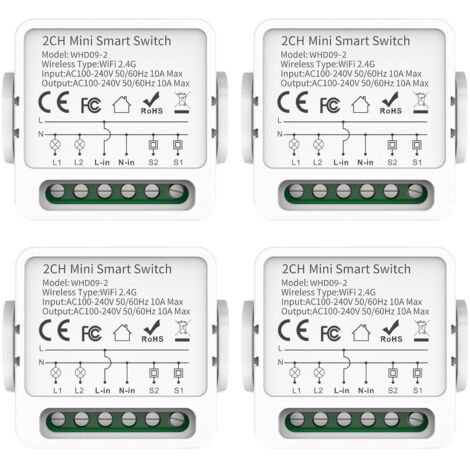 2-channel Wi-Fi smart switch, compatible with Google Home, Alexa app, hubless control, wireless remote control, 2.4 GHz wireless light control (1/5)