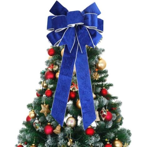 60 cm long Christmas bow, tall Christmas tree bow, large blue Christmas bows, matte velvet bow, Christmas decoration for gift garlands (1/4)