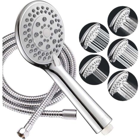 Large shower head, water-saving shower head for the bathroom, anti-limescale shower head, 150 cm flexible stainless steel hose (1/5)