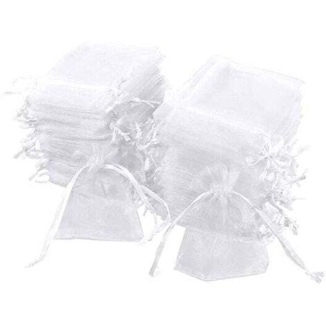 Set of 100 white organza bags, 7 x 9 cm, organza gift bags, jewelry bags, wedding favor bags, lavender sachets, wedding favors (1/5)