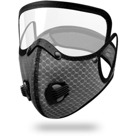 Grey, one-piece dust mask for woodworking, construction work, lawn mowing, sanding, gardening, cleaning, painting, sawing and polishing. (1/3)