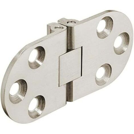 Folding hinges – For kitchen tables, sewing machines, office furniture, folding tabletops – Flat, invisible metal hinge made of matt nickel-plated steel – 30 x 65 mm – 1 piece