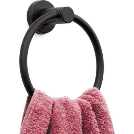 Towel ring in matte black, modern towel holder for the bathroom wall, stainless steel SUS304, matte black (1/5)