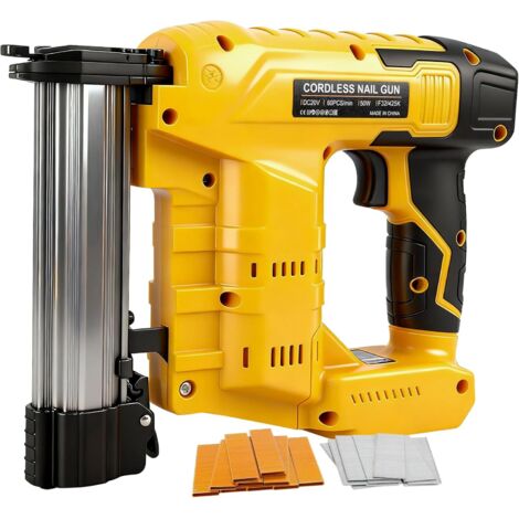 Improved 18GA cordless nailer, compatible with the Dewalt 20V battery, brushless electric stapler with 1000 nails and 1000 staples for renovation, DIY and woodworking projects