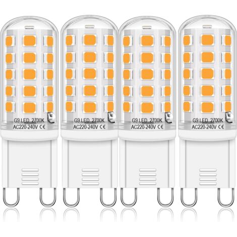 G9 LED bulbs, warm white (2700 K), 4 W, equivalent to a 30-40 W halogen bulb, 400 lumens, flicker-free, non-dimmable, pack of 4 (1/5)