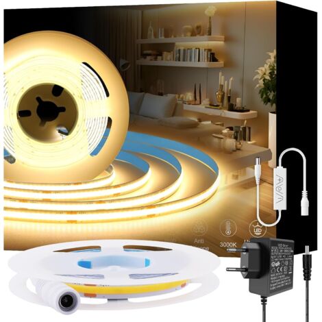 220V COB LED strip, 2m warm white LED strip (320 LEDs/m), dimmable, for DIY projects in bedrooms, kitchens and outdoor areas