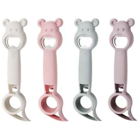 Set of 4 multi-functional manual bear-shaped bottle openers, jar openers, can openers, beer bottle openers, beer can openers (1/4)