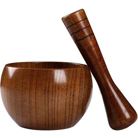 Olive wood mortar and pestle, mortar and pestle set, retro wooden mortar and pestle (1/5)