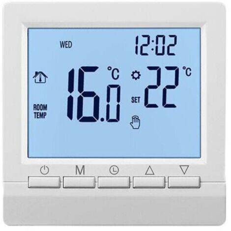 Smart wall thermostat with LCD screen for underfloor heating – Blue backlight – White backlight