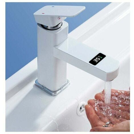 Single brass basin tap, Neoperl basin tap with aerator, chrome and white finish