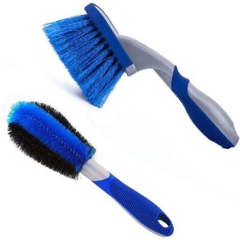 Set of 2 car cleaning brushes, high-quality rim brushes, rim brush with bristles for thorough and effective cleaning of the rim surface (1/4)