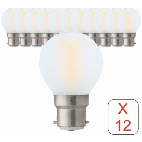 Pack of 12 B22 spherical LED filament bulbs, 4W, 470 lm, 2700K – 2-year warranty (1/4)