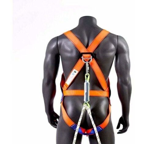 Fall arrest harness, 5-point safety harness, full restraint harness with double-hook safety lanyard (1/4)