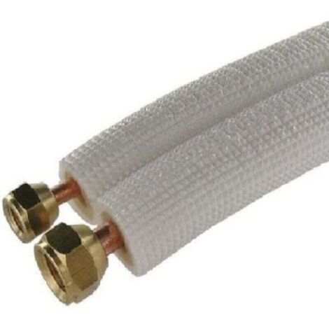 Ready-to-install twin-tube refrigerant lines for M1 air conditioning, pre-assembled 1/4" and 3/8" fittings, 5 meters, NF certified, pipe diameter (6+10) 1P5