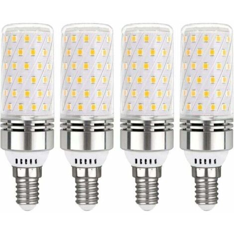 E14 LED bulb, 12W, cool white (6000K), 1450 lm, equivalent to a 100W halogen bulb (E14), 360° beam angle, 220V AC, E14 LED bulb for indoor lighting, non-dimmable, pack of 4 (1/4)