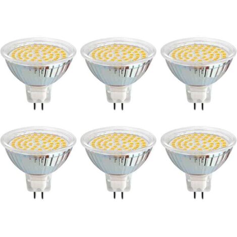 GU5.3 LED bulb, 12V, 3W, warm white (3000K), Ø 50mm, equivalent to GU5.3 30W, 500lm, AC/DC 12V MR16, GU5.3 recessed LED spotlight for garden/entrance/terrace, non-dimmable, pack of 6 [Energy efficienc (1/4)