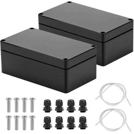 2 Pieces IP65 Waterproof ABS Plastic Junction Boxes, 158 x 90 x 60 mm, Black (1/5)