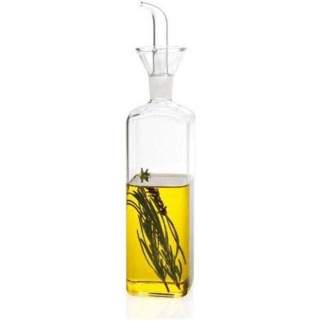 Square Clear Glass Oil or Vinegar Cruet with Pouring Spout, 500ml (1/3)