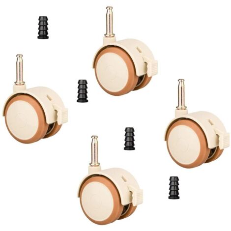 Set of 4 swivel casters for children's furniture with 10.5 mm sleeve, silent rubber casters with brake, for small cribs, cots (1/5)