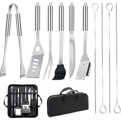 11-Piece Professional Stainless Steel BBQ Utensil Set - Practical Grill Accessory Kit with Portable Bag - Tool Set for Outdoor Camping and Picnics (1/5)