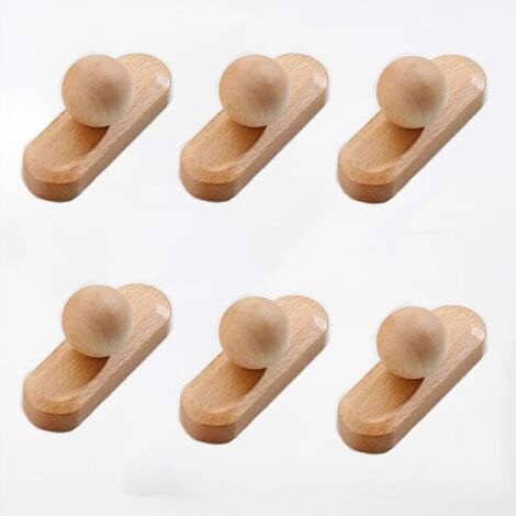 Pieces Wooden Furniture Knobs, Kitchen Wooden Drawer Handles with Screws, Solid Wood Furniture Handle, for Doors, Drawers, Cabinets (A, Single hole) (1/5)