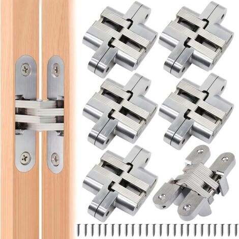 Pieces Folding Hidden Hinge Cross Curved Cabinet Doors, Invisible Closure Hinge, Steel Corner Folded Furniture Door Easy Installation for Cupboard Doors (1/5)