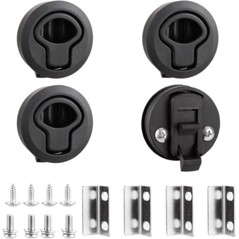 Set of 4 black pull latches. Plastic pull latches for furniture. Push latches for camper vans, boats, caravans, drawers, furniture. (1/5)