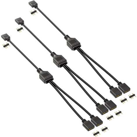 ARGB 1 to 2 Splitter Cable, 5V 3-Pin Addressable RGB Splitter Extension Cable, ARGB LED Synchronization Cable for Extending ARGB Fans or LED Strips on PCs