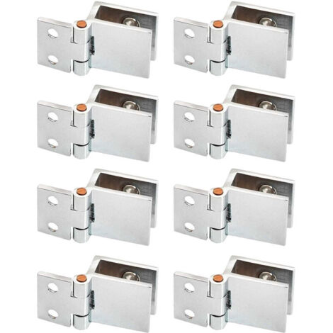 Alloy Glass Hinge, 8 Pcs Glass Door Clip Hinge for Glass Door 0 Degree, No Drilling Required Glass Hinge for Kitchen Cabinet Glass Door Display Case (5-8mm Glass) (1/5)