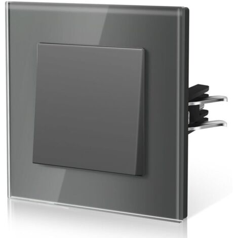 Wall Switch, Rocker Switch with Claws, Glass Bedside Lamp Switch, 4 Colors Available, 1 Gang 1 Way, 86mm, Gray (1/5)