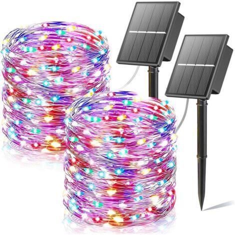 Outdoor Solar String Lights - 2 x 22m Total 400 LED Waterproof Solar String Lights with 8 Color Modes - Perfect for Christmas, Outdoor Use, Balcony, and Garden Decoration (1/5)