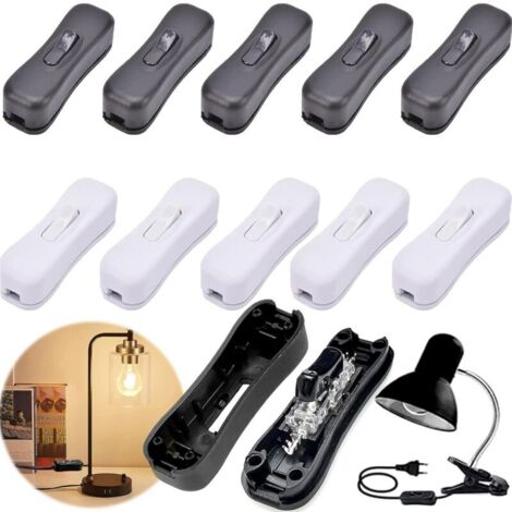 Pack of 10 in-line intermediate switches for lamps - Intermediate switch - AC 250 V - For small appliances or lamps (white and black) (1/5)
