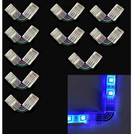4-pin 8mm right-angle adjustable L-shaped LED strip connector for 3528/5050 SMD RGB LED strip lights, 90 degrees (1/5)