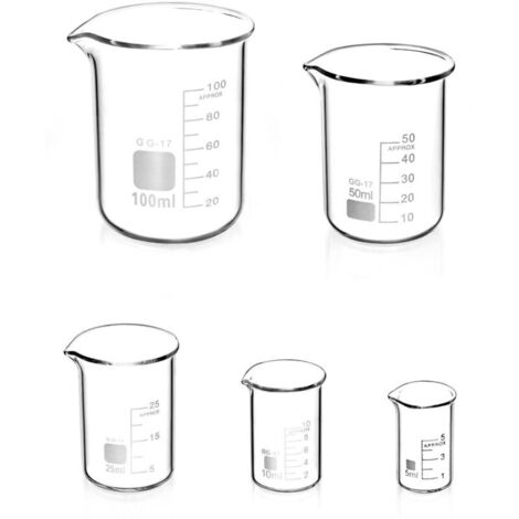 Pcs Borosilicate Glass Graduated Beakers 5ml 10ml 25ml 50ml 100ml for Laboratory and Kitchen (1/5)