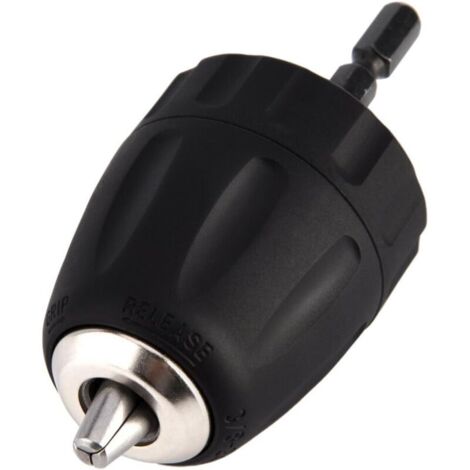 Screwdriver Chuck, 0.8-10mm 3/8"-24UNF Keyless Drill Chuck with 1/4" Hex Socket Holder Drill Accessories (1/5)