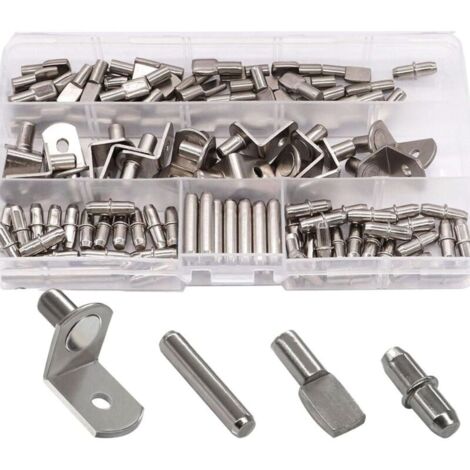 120 Pcs 4 Styles Shelf Support Pegs, Metal Shelf Support Pins, for Kitchen Cabinets, Bookcases, and Furniture, 5mm, 6mm (1/5)