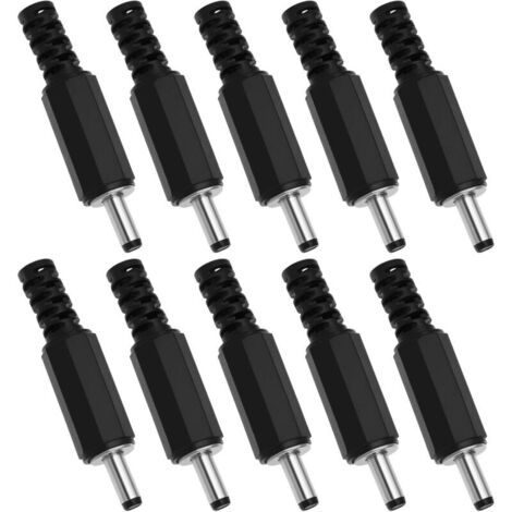 10 Pieces DC Power Plugs 1.3x3.5mm Male ABS Coaxial Connector Adapter 1.3mm x 3.5mm DC Power Plug for Electronic Projects Tablet Charging Connectors