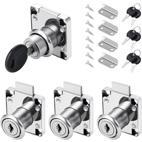 Pieces Office Drawer Lock, 22mm Cam Lock, Cam Lock with Different Keys, Furniture Lock for Furniture, Drawer, Door, Mailbox, Cabinet, Cupboard (Silver)