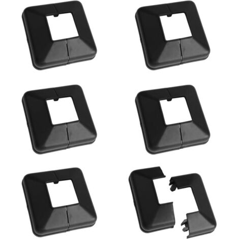 Post Base Cover, 6 Plastic Post Base Cover Plates 30x30mm Decorative Split Post Skirt Cover for Stair Handrail Fence (Black)