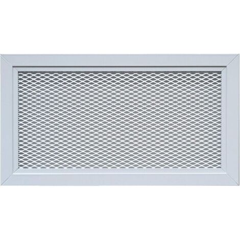 Modern white perforated aluminium ventilation grille with metal mesh – RAL9016 – Indoor/outdoor ventilation grille – 30 x 15 cm rectangular. (1/5)