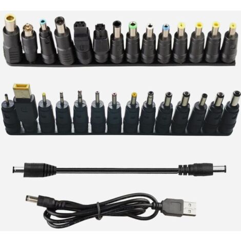 28-Piece DC Power Adapter Set, 5.5 x 2.1 mm Universal Connector, Female to Male DC Plugs Adapter, Barrel Jack Connector, with 1 x 20cm DC to DC Cable and 1 x 1m USB to DC Cable (1/5)
