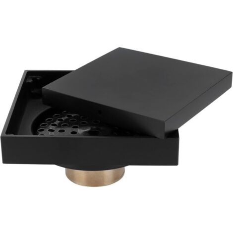Square brass shower drain, black drain strainer 10x10cm (1/5)