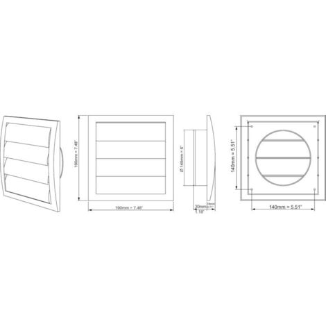 H&C VENT 190x190mm Ventilation Grille with Flap and Insect Screen ...