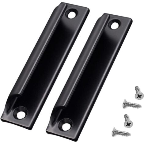 2-piece aluminum alloy handle set, sliding door handle, balcony door handle, cabinet drawer handle for windows, furniture hardware with screws (black) (1/5)